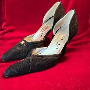 Italian Black Linen Heels